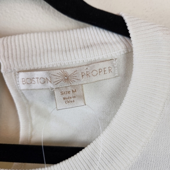 Boston Proper embroidered sweater Top Size Medium off white NWOT - Picture 5 of 8